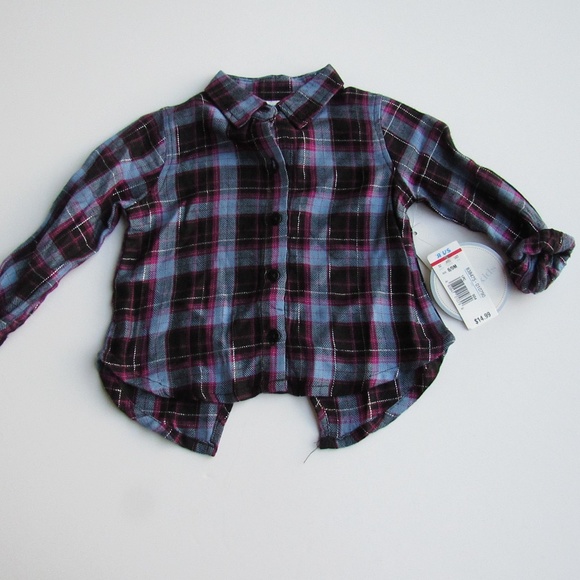Koala Kids Girls Sz 6-9 Mo. Plaid Button Down Top - Picture 3 of 7